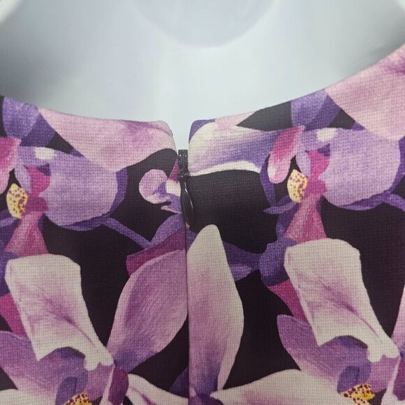 Lands' End Dress Ponte Purple Floral Sleeveless Casual Office Summer 8P - Picture 8 of 13